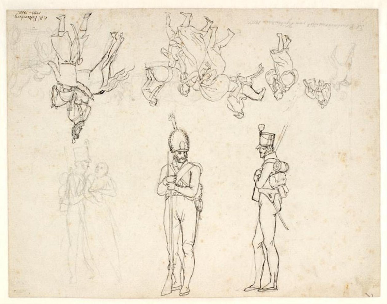 Utkast til en rekke figurer i en skildring av Københavns bombardement av Christoffer Wilhelm Eckersberg