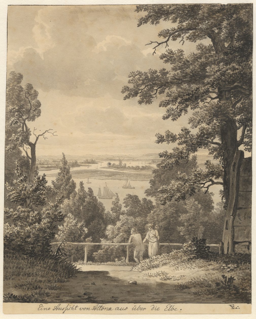 Utsikt fra Altona med utsikt over Elben av Christoffer Wilhelm Eckersberg