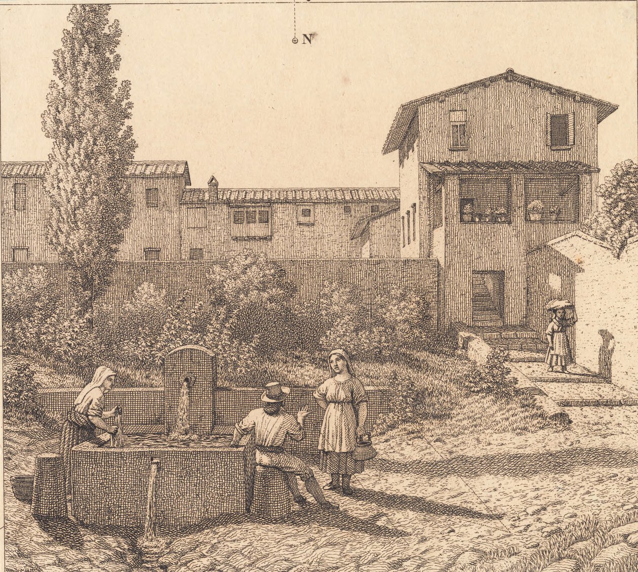 Utsikt over en italiensk landsby av Christoffer Wilhelm Eckersberg