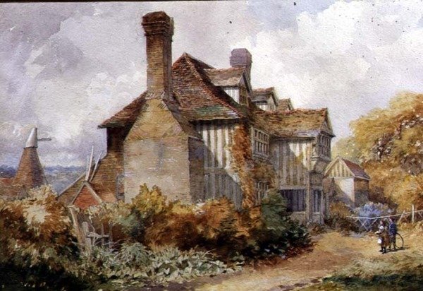 AB0227 Landlig scene, Kent av C.W. Fethergill