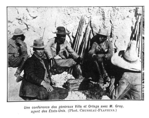 Meeting of Generals Villa (ca. 1877-1923) Ortega og den amerikanske representanten, Mr Gray av C. Chusseau Flaviens
