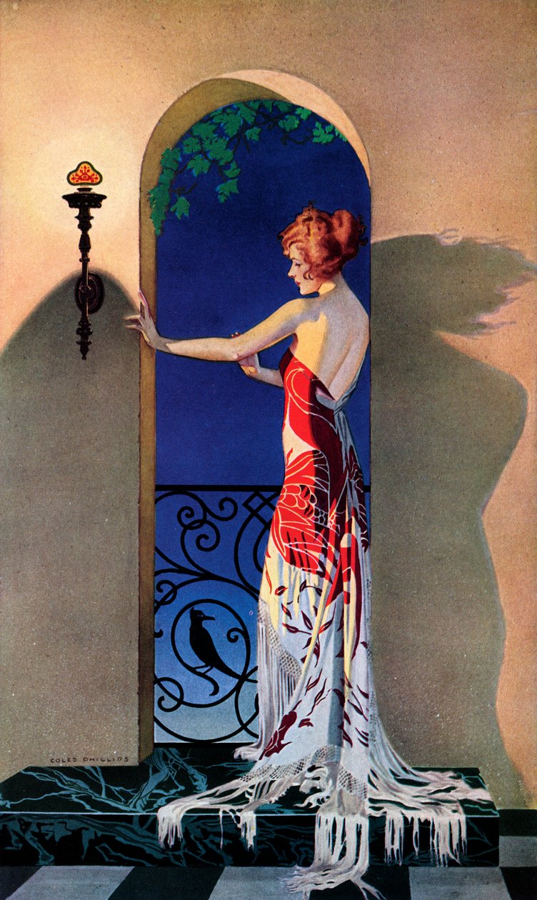 Fasjonabel kvinne fra 1920-tallet i Spania, ca. 1925 (skjermtrykk) av C. Coles Phillips