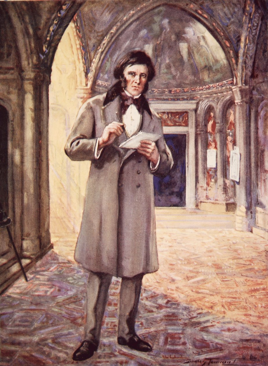 John Ruskin i Venezia (farge litho) av C. Dudley Tennant
