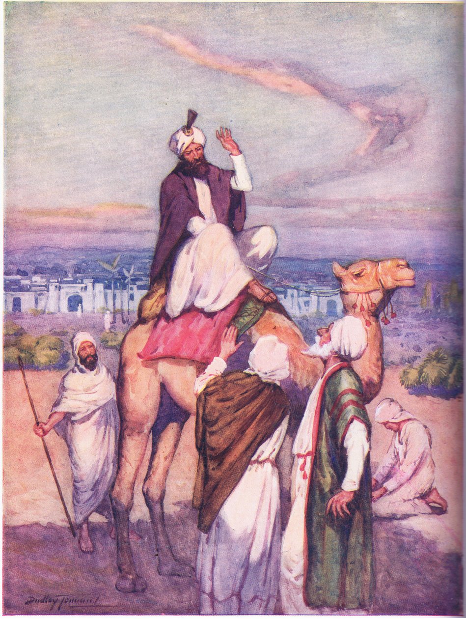 Den arabiske grunnleggeren av en stor religion: Mohammed født i Mekka (farge litho) av C. Dudley Tennant