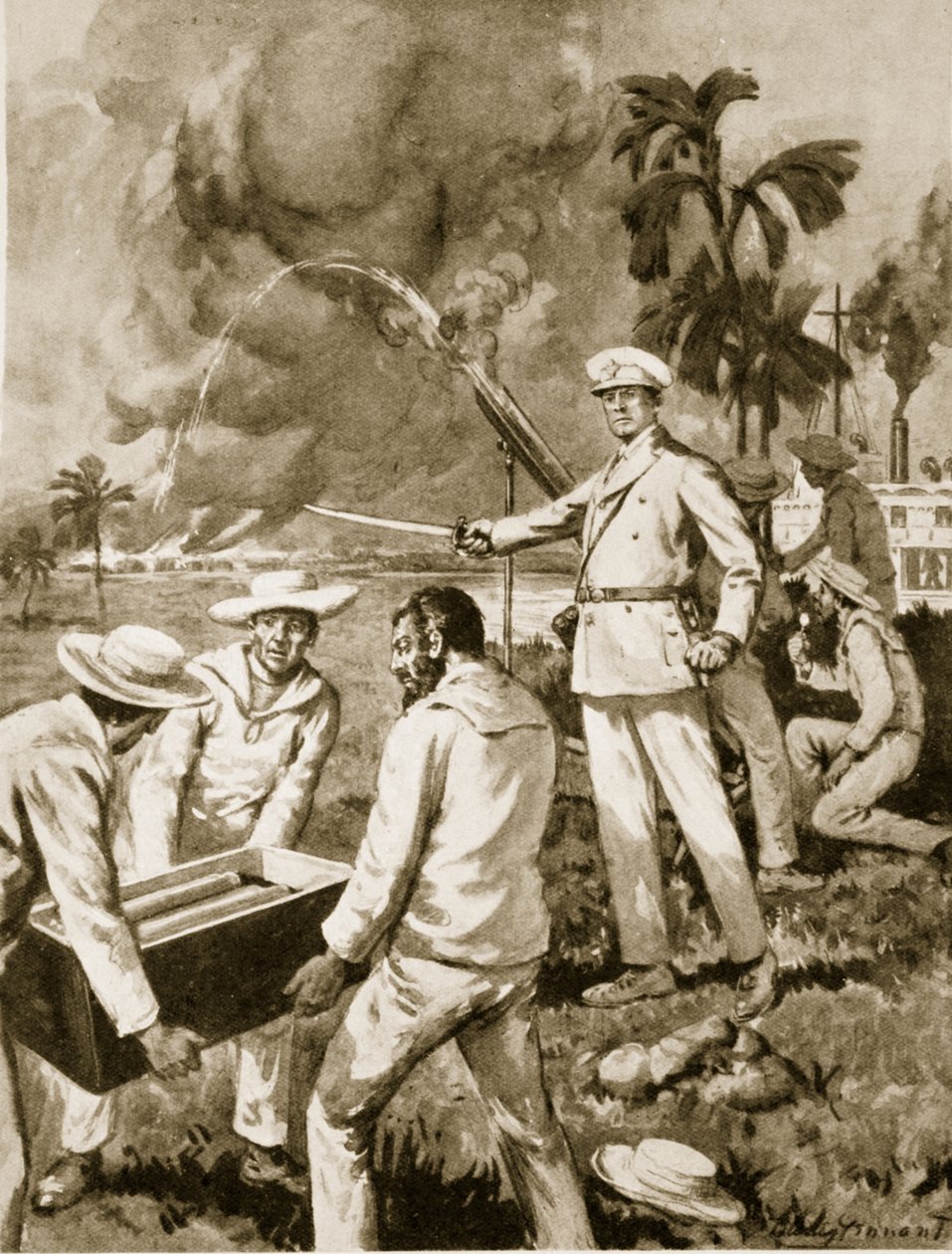 Rakettavdelingen ved Atbara (litho) av C. Dudley Tennant