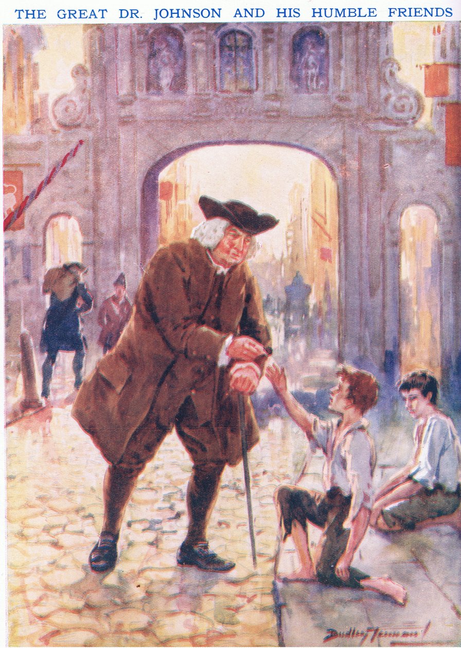 Den store Dr Johnson og hans ydmyke venner (farge litho) av C. Dudley Tennant