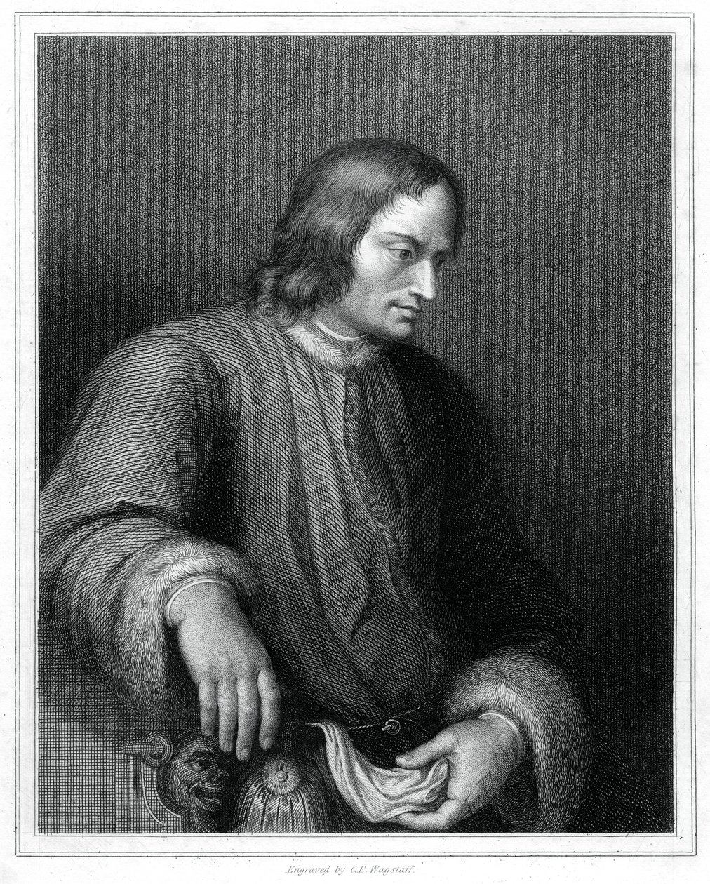 Lorenzo de Medici , italiensk statsmann og hersker av den florentinske republikken, 1833. av C. E. Wagstaff