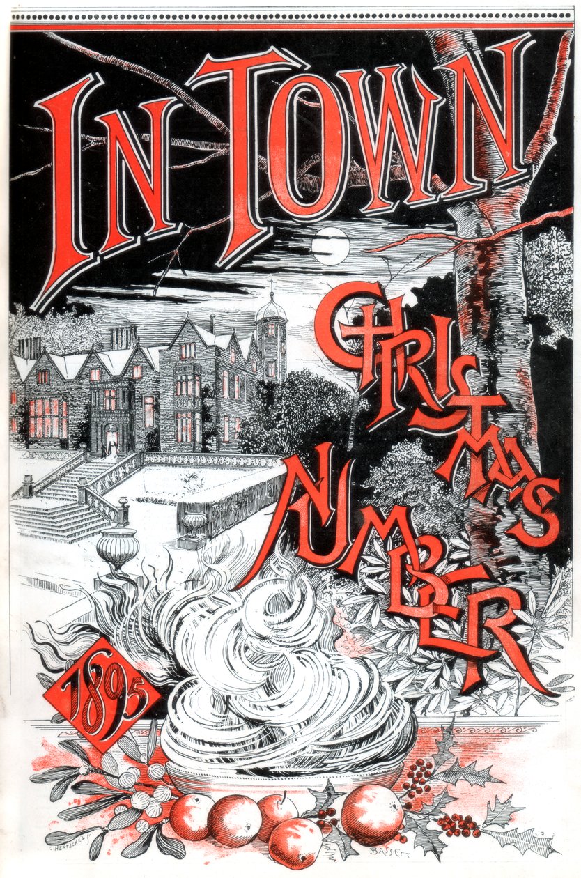 Front cover of the Christmas number of In Town magazine, 1895   1184642   no       norwegian Successfully Translated  Original: Remote Valleys and Deep Forests, dated 1678. Translat: Remote Valleys and Deep Forests, dated 1678. 1146744 no norwegian Success av C Hentschel