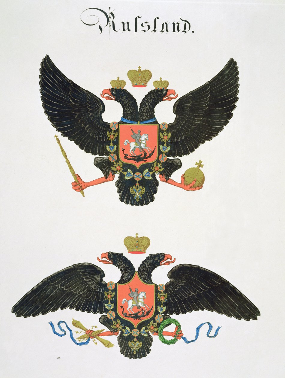 Bevæpner staten Imperial Russia, fra en samling av akvareller utgitt i Tyskland, ca. 1830-33 av C. Hildebrandt
