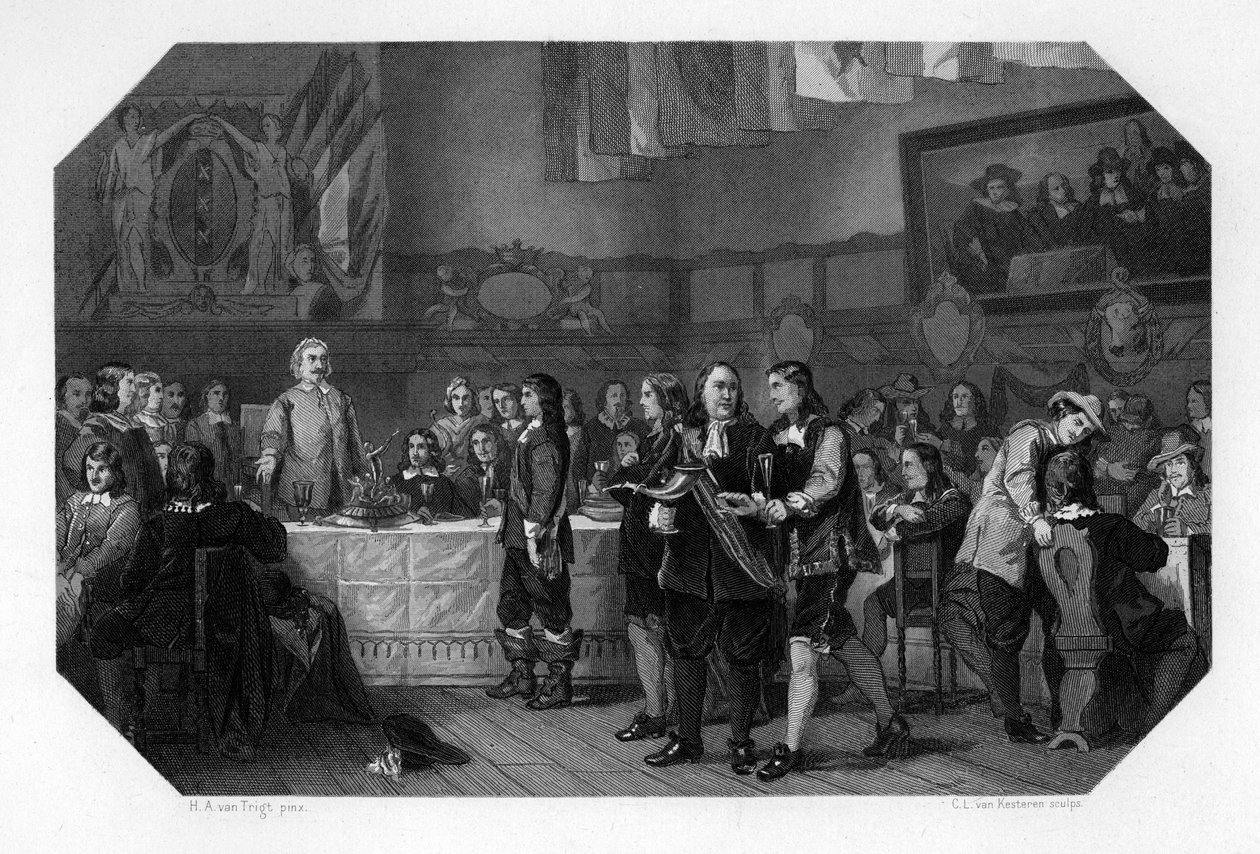St Lukas-festen, Amsterdam, Nederland, 21. oktober 1653 c1870. av Domenico del Barbiere