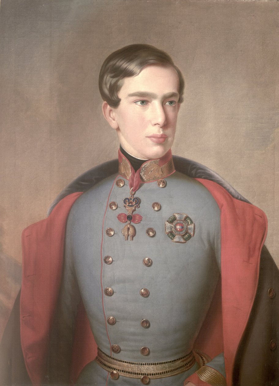 Portrett av keiser Franz Joseph av Østerrike (1830-1916) 20 år gammel, 1850 av C. Lemmermayer