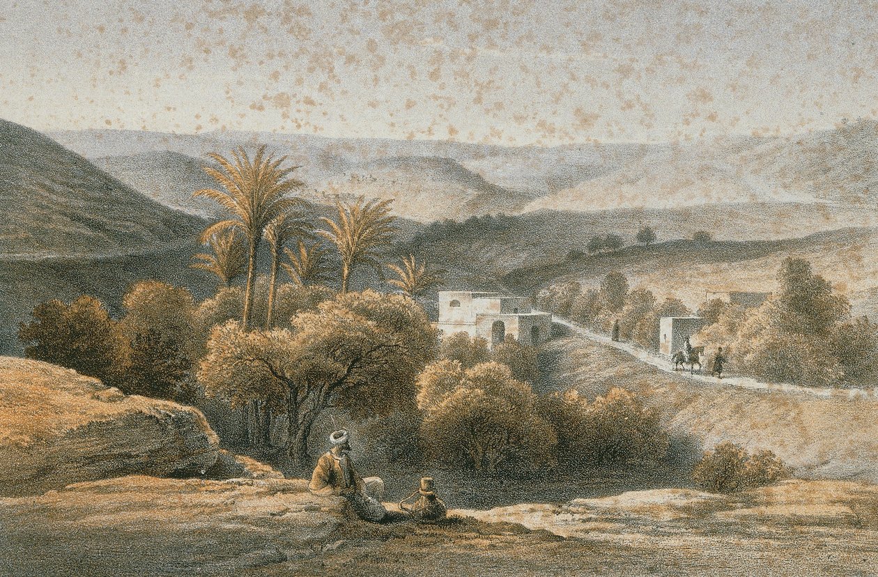 Environs of Nazareth i en etsning av Schacher - Steinkopk J.F. Editore av C. Schacher