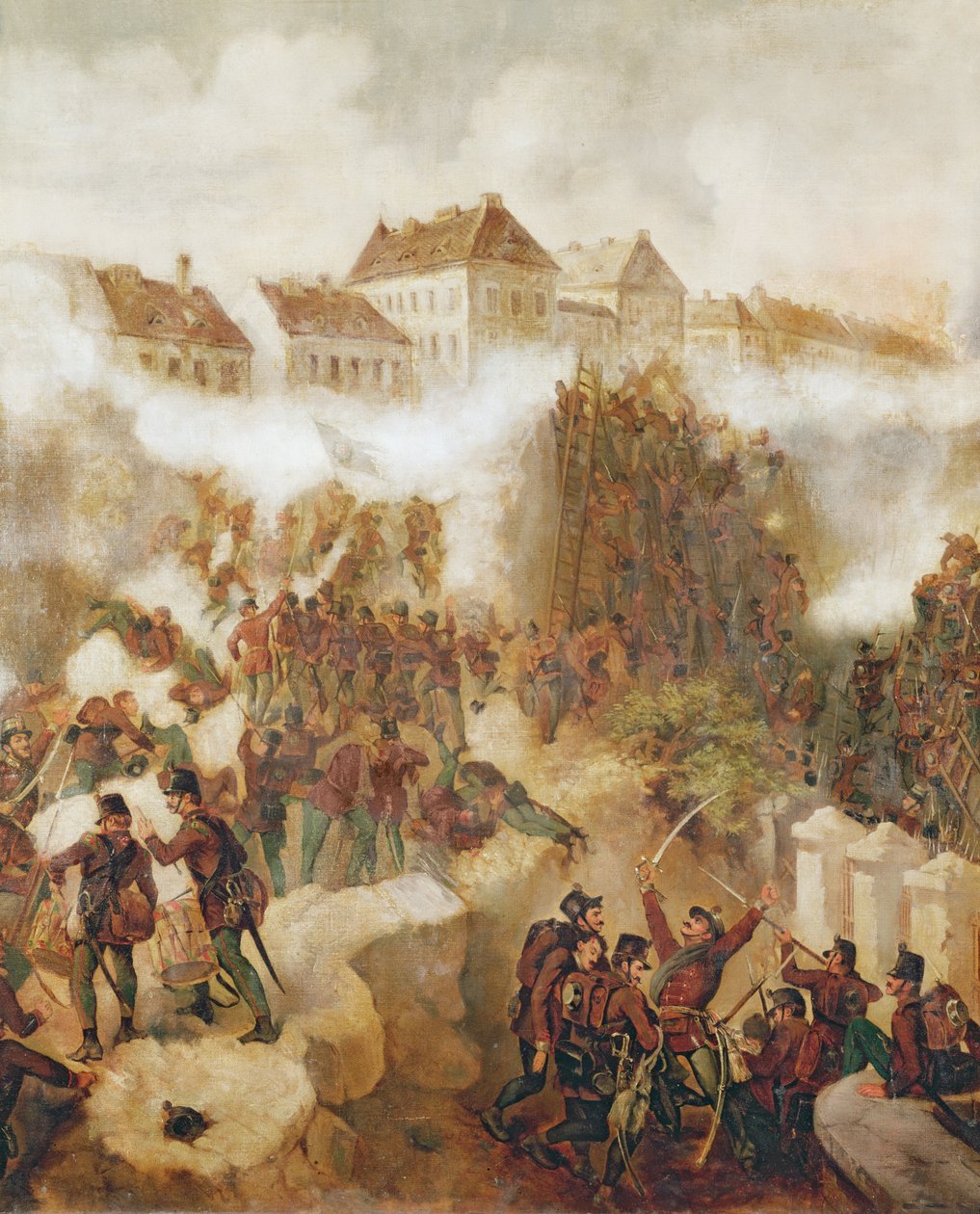 Gjenerobringen av Buda-festningen av de ungarske opprørerne 21. mai 1849 av C. Wemik