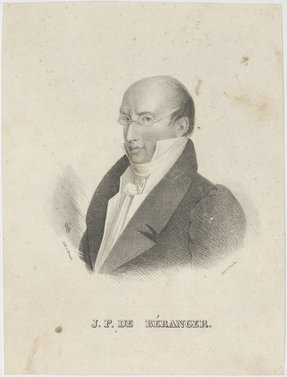 Portrett av Pierre-Jean de Béranger 1780-1857. av Cäcilie Brandt