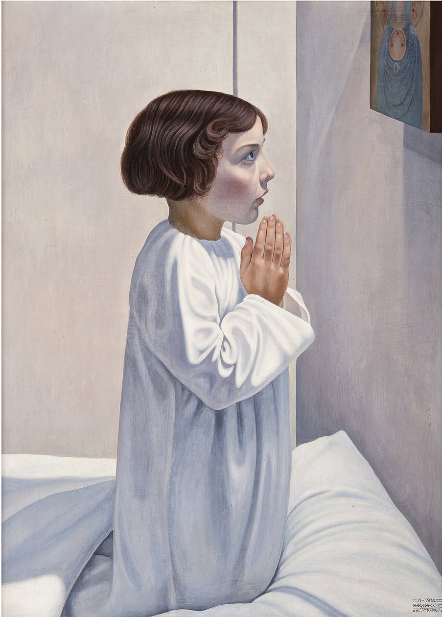 Bønn (la priere) av Cagnaccio di San Pietro (1897-1946). Olje på tre, størrelse: 80x60 av Cagnaccio di San Pietro