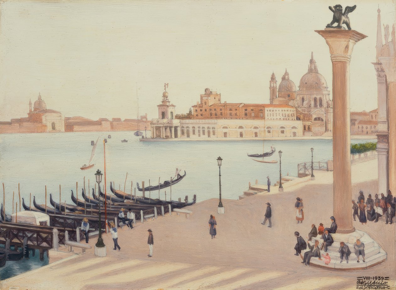 Solnedgang fra Loggioen til Dogepalasset av Cagnaccio di San Pietro