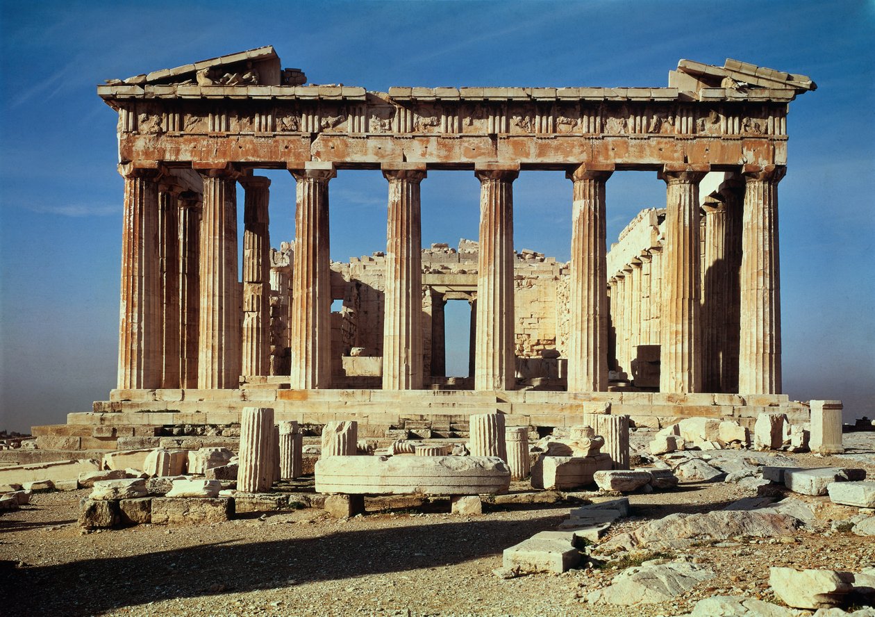 Fasade av Parthenon, bygget 447-432 f.Kr av Callicrates and Ictinus
