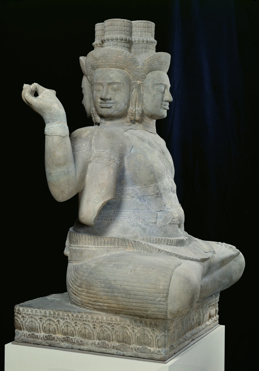 Skulptur av Brahma med fire ansikter, fra Batambang, Kambodsja, Koh Ker-stil, midten av 1000-tallet (sandstein) av Cambodian School