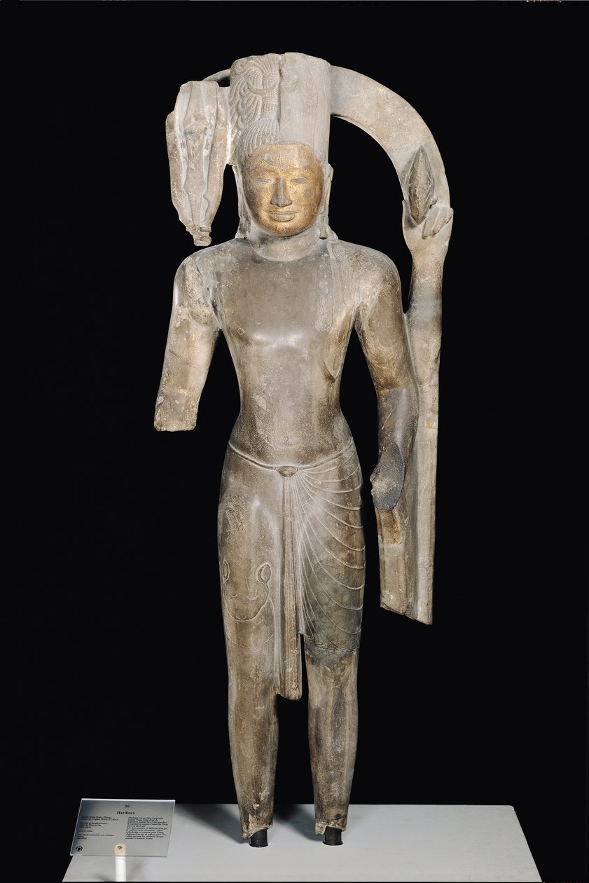 Stående statue av Harihara, Phnom Da Style, fra Angkor Borei (sandstein) av Cambodian School