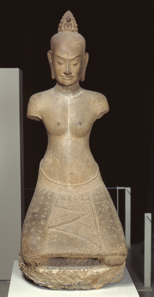 Statue av Jayarajadevi i form av den buddhistiske guddommen Tara eller Prajnaparamita (sandstein) av Cambodian School