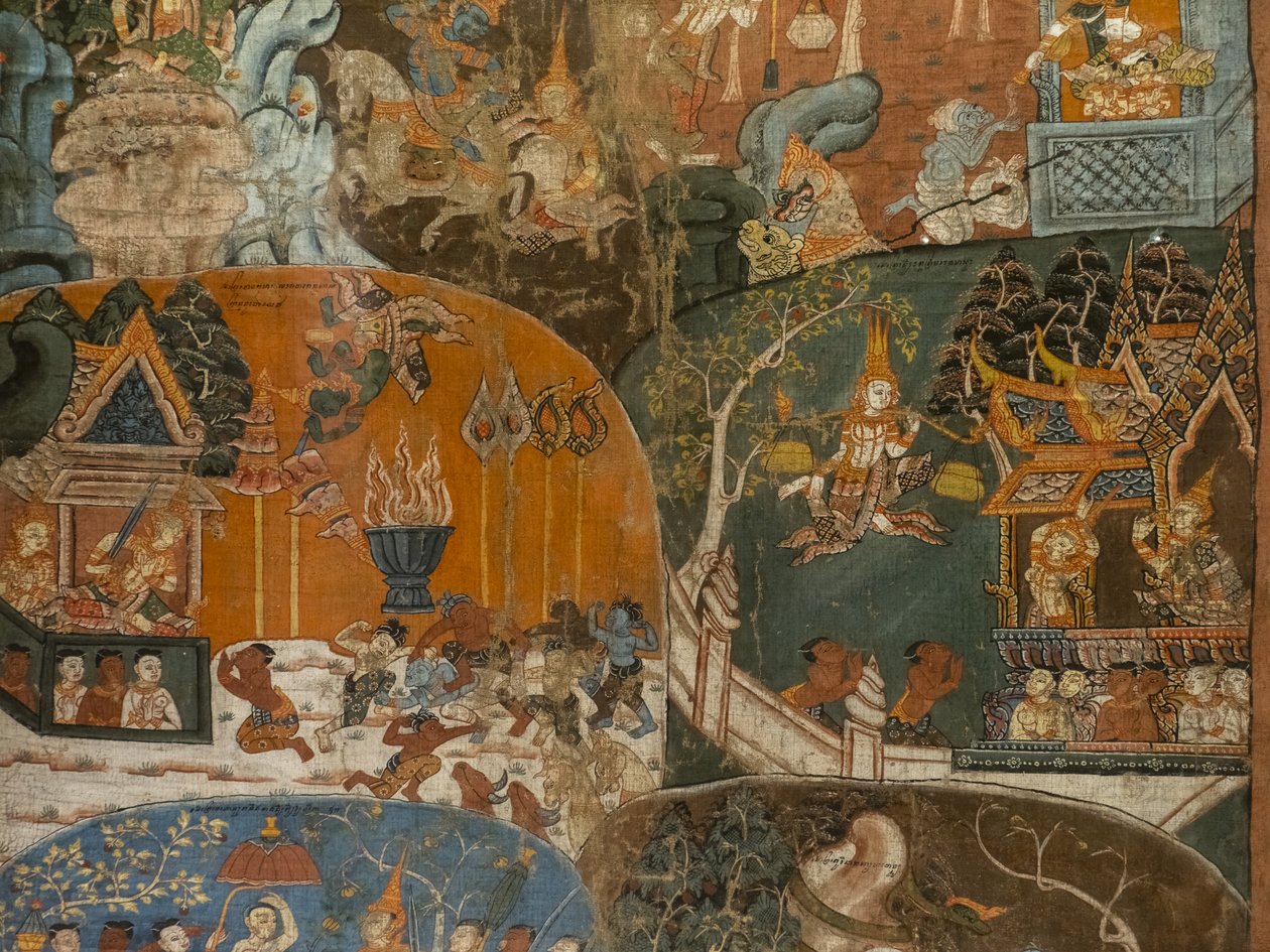 De siste ti tidligere livene til Boudha (Dasa Jakata) (detalj). Kambodsja, andre halvdel av 1700-tallet. Maling av Cambodian School