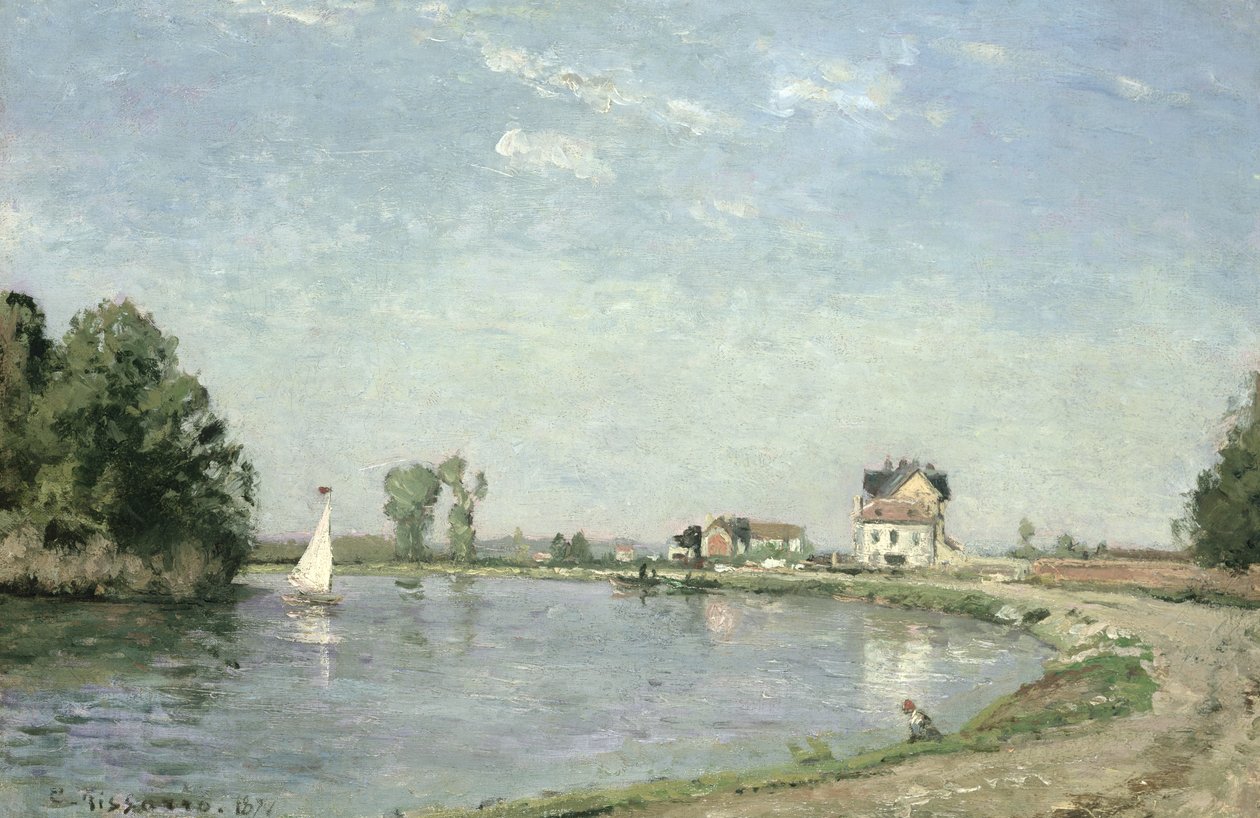 Ved elvens kant, 1871 av Camille Jacob Pissarro