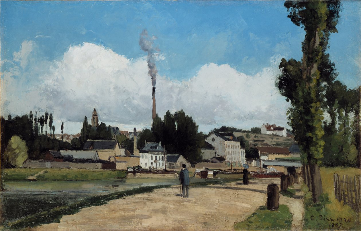 Banks of the Oise på Pontoise av Camille Jacob Pissarro