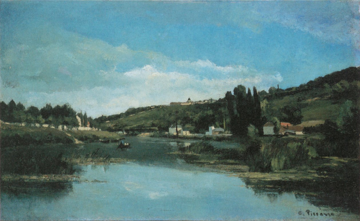 Banks of the Marne at Chennevières av Camille Jacob Pissarro