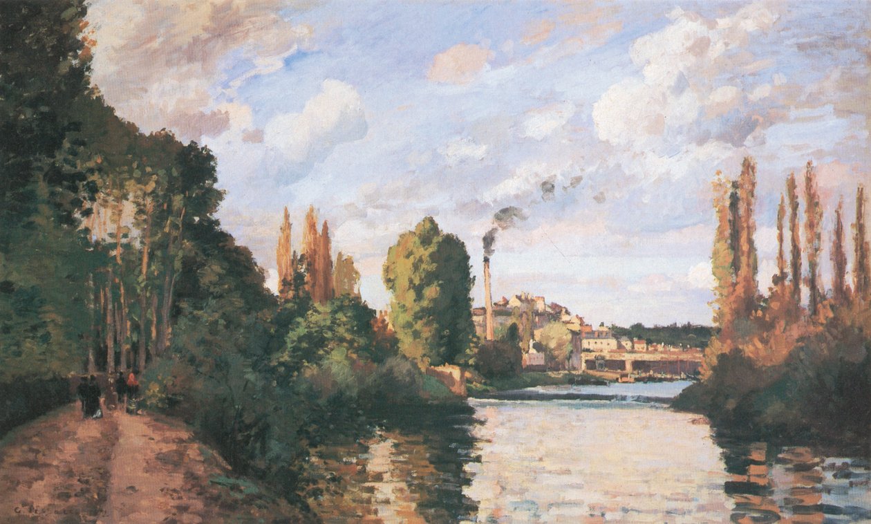 Waterfront i Pontoise av Camille Jacob Pissarro