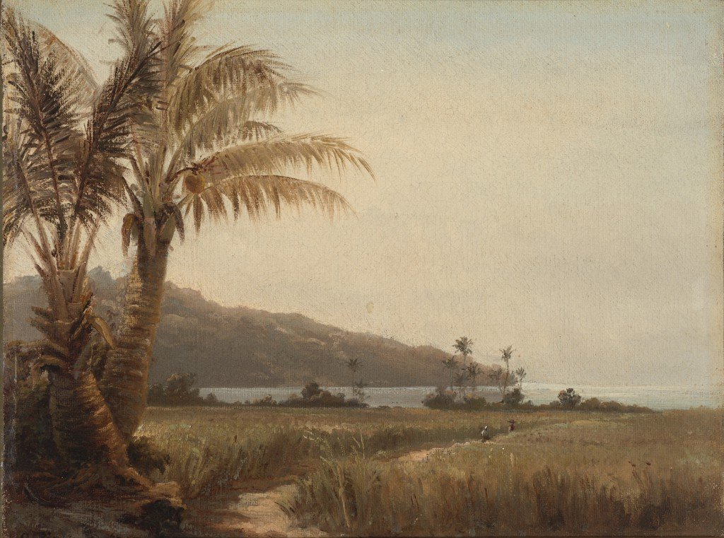 Kokospalmer ved sjøen av Camille Jacob Pissarro