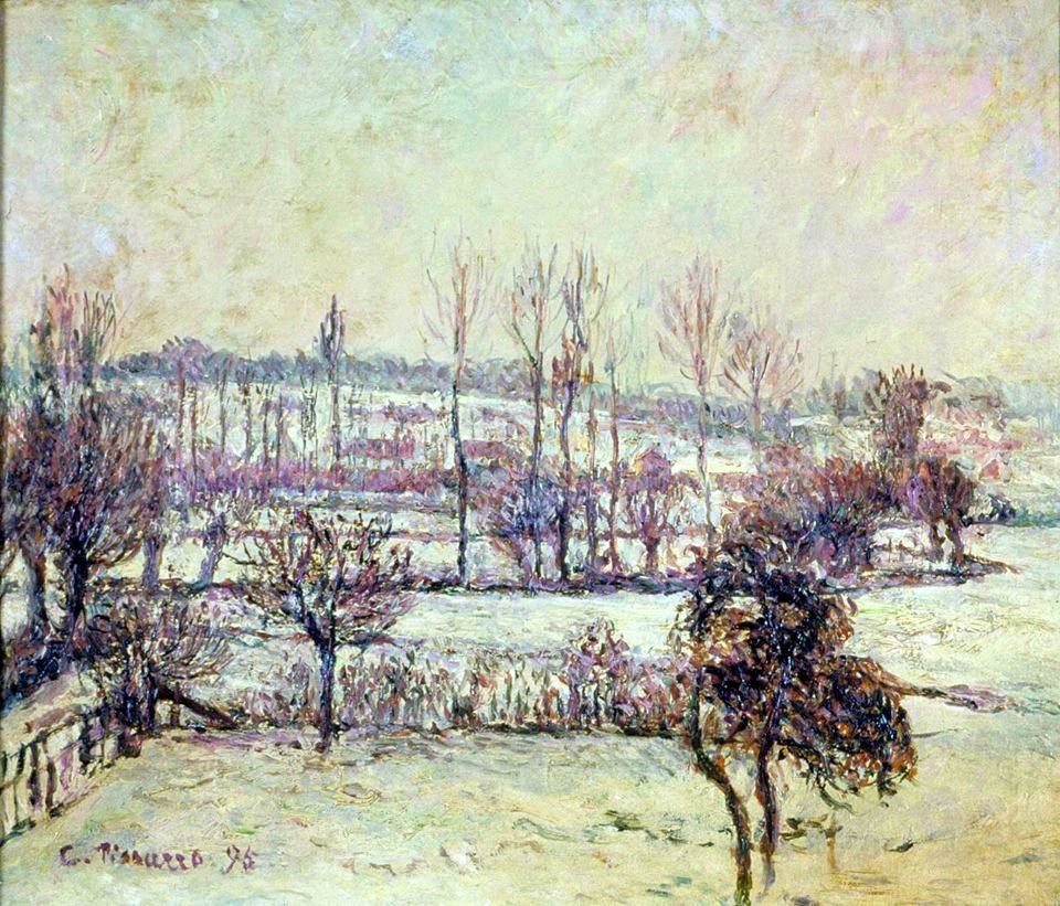 Snøeffekt i Eragny av Camille Jacob Pissarro