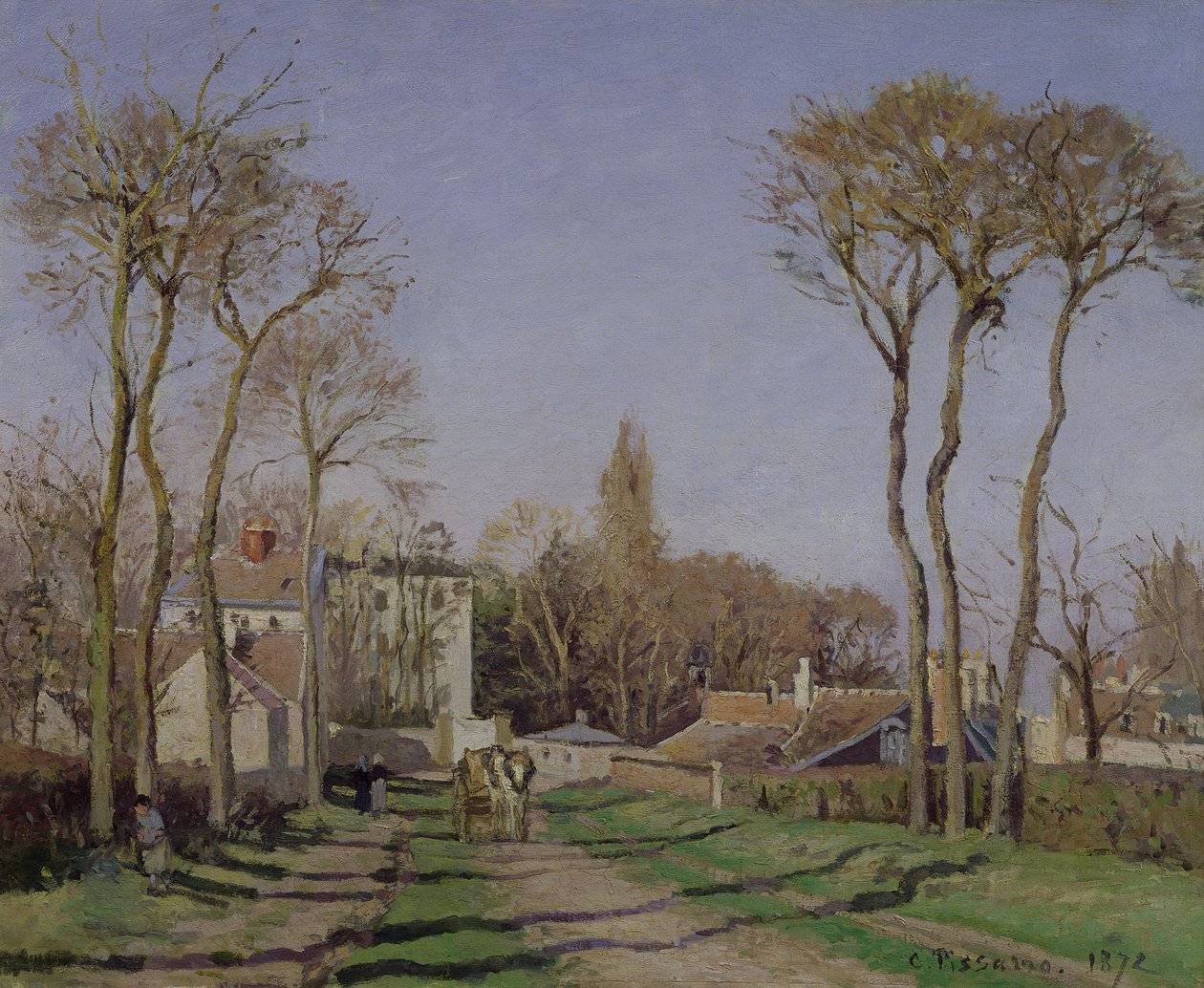 Inngang til landsbyen Voisins, Yvelines, 1872 av Camille Jacob Pissarro