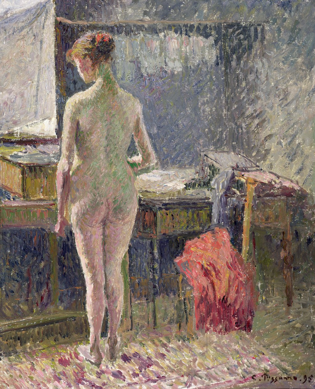 Naken kvinne sett fra baksiden, 1895 av Camille Jacob Pissarro