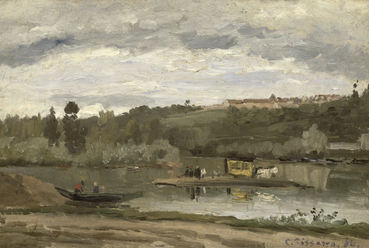 Ferge ved Varenne-Saint-Hilaire, 1864 av Camille Jacob Pissarro