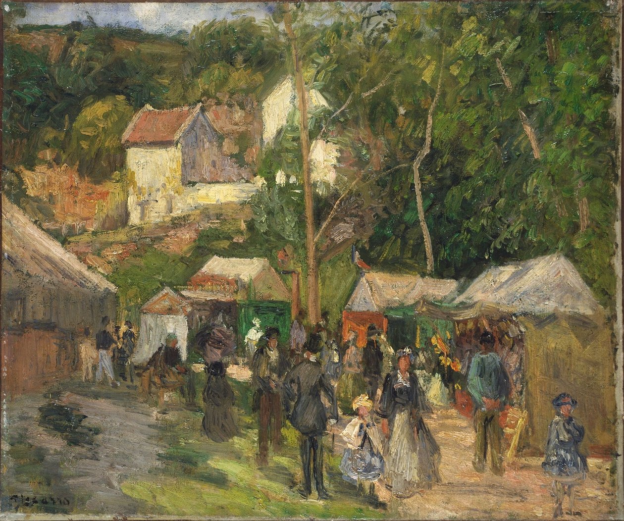 Festival på LHermitage av Camille Jacob Pissarro