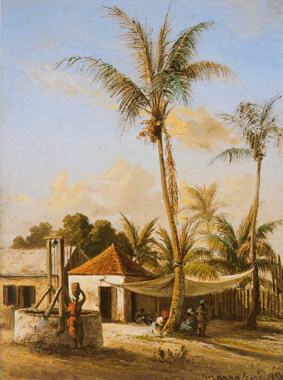 Figurer hviler ved en landsbybrønn av Camille Jacob Pissarro