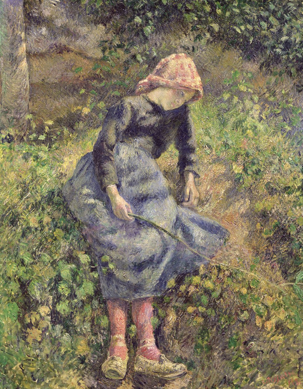 Jente med en pinne, 1881 av Camille Jacob Pissarro