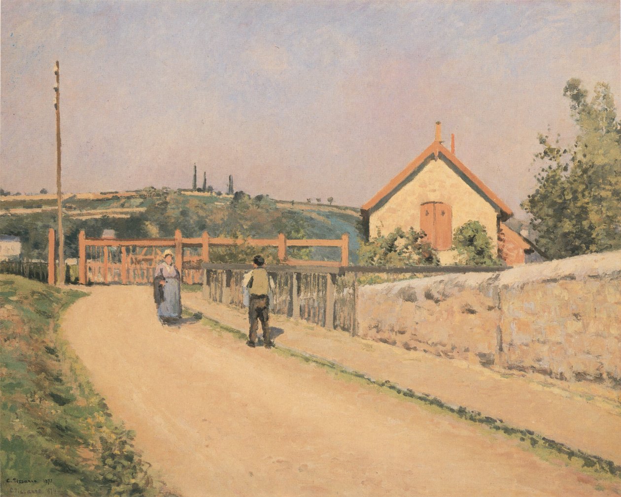 Barrieren for Pâtis -jernbanen nær Pontoise av Camille Jacob Pissarro