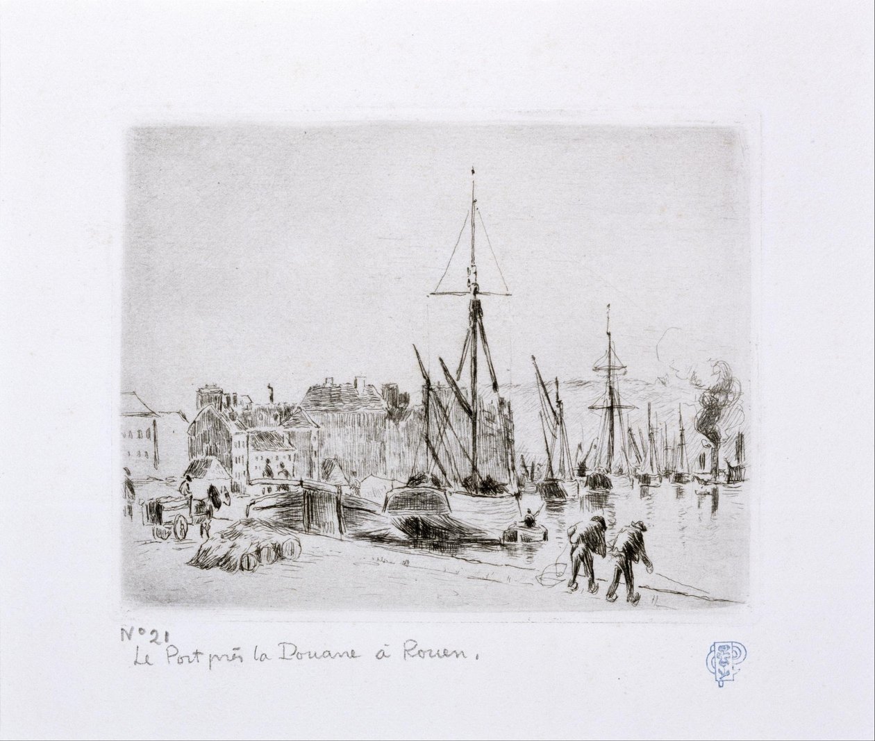 Havnen nær toll i Rouen av Camille Jacob Pissarro