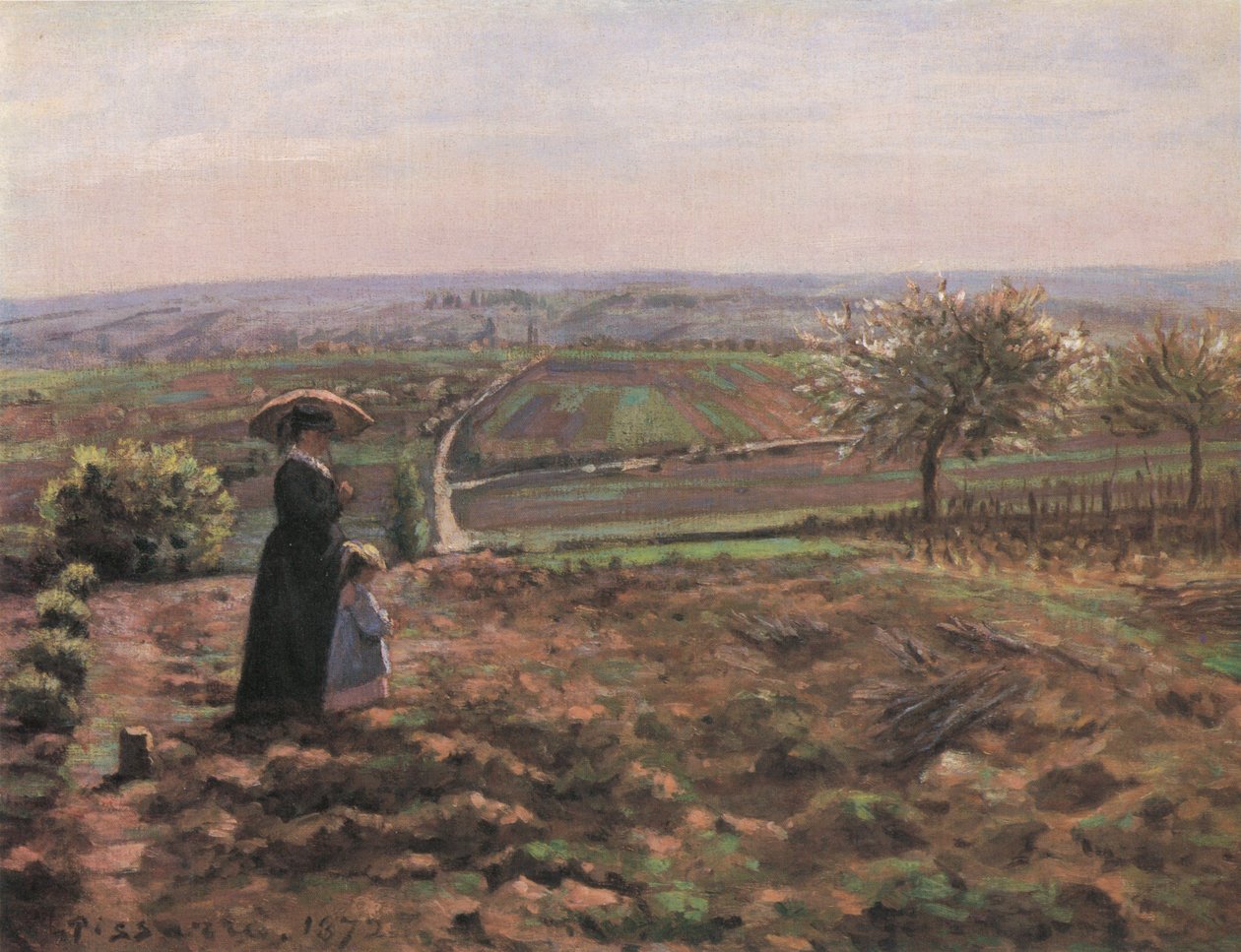 Route de Rouen, høyder i Hautil, Pontoise av Camille Jacob Pissarro