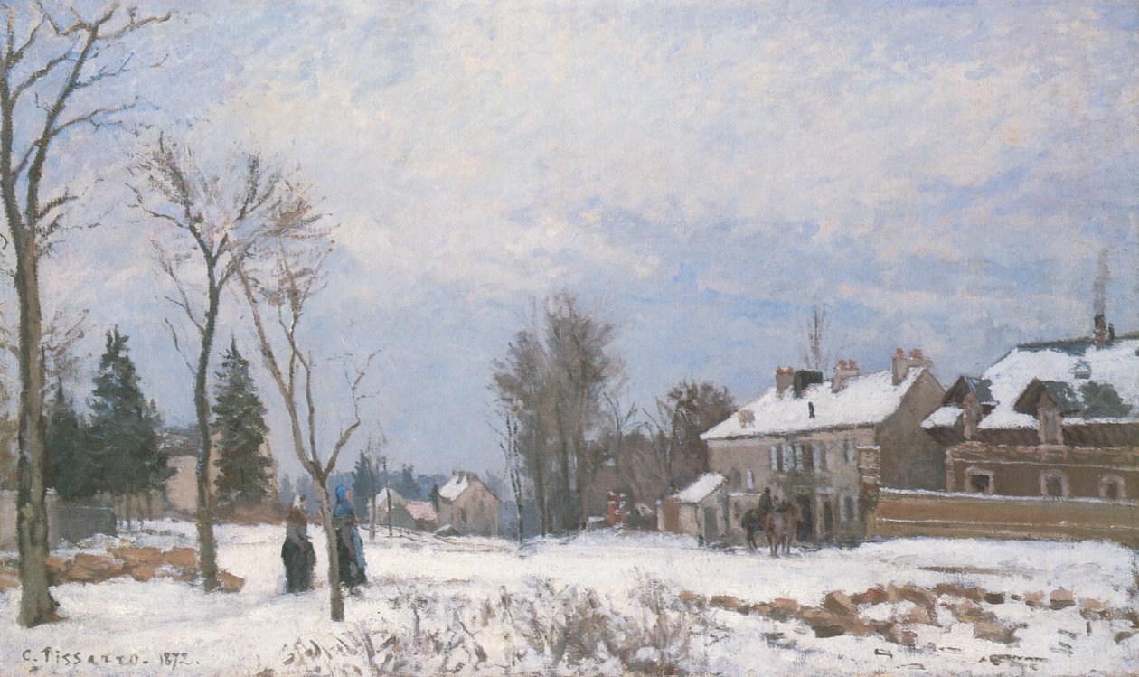 Route de Versailles i Saint-Germain, Louveciennes, snøeffekt av Camille Jacob Pissarro