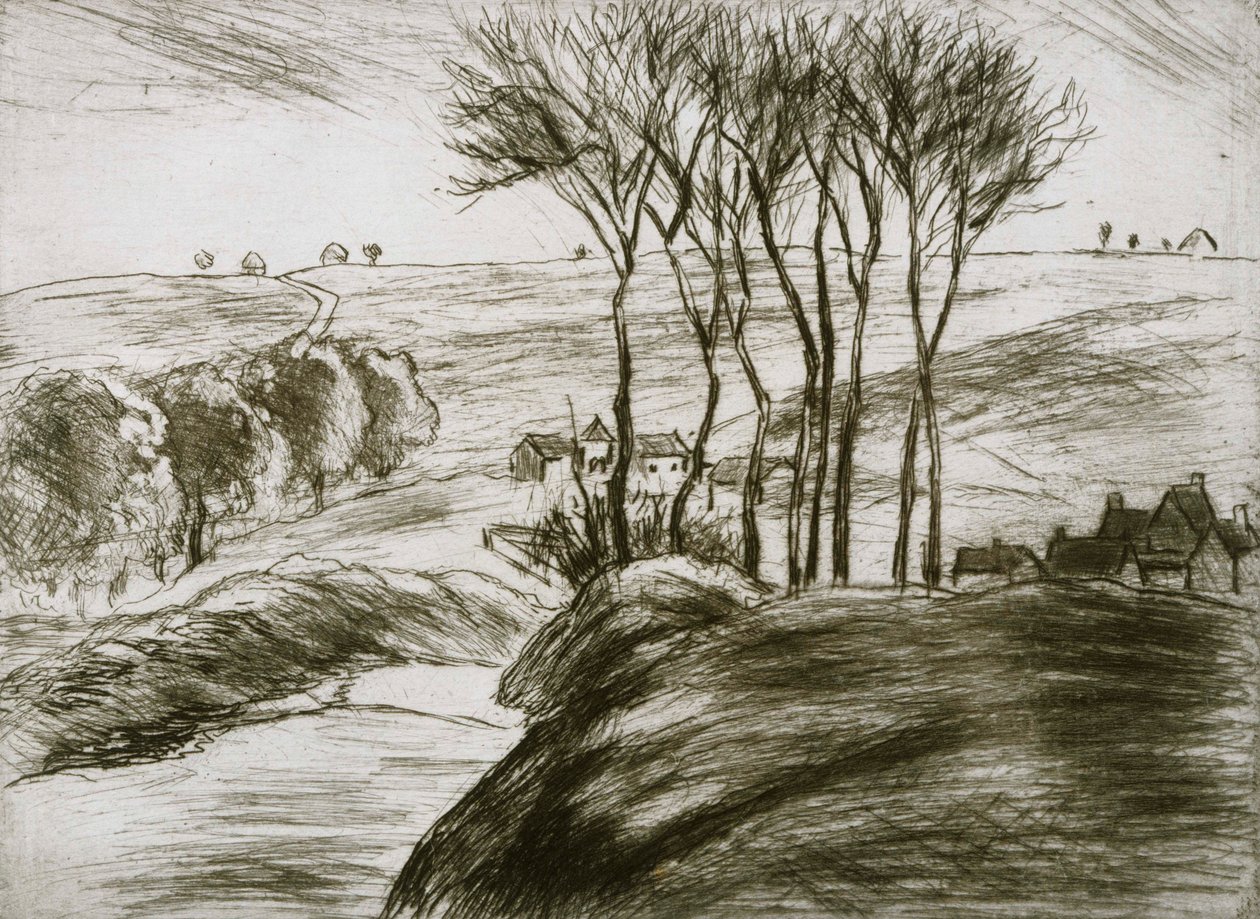 Landskap nær Osny (delstat II) av Camille Jacob Pissarro