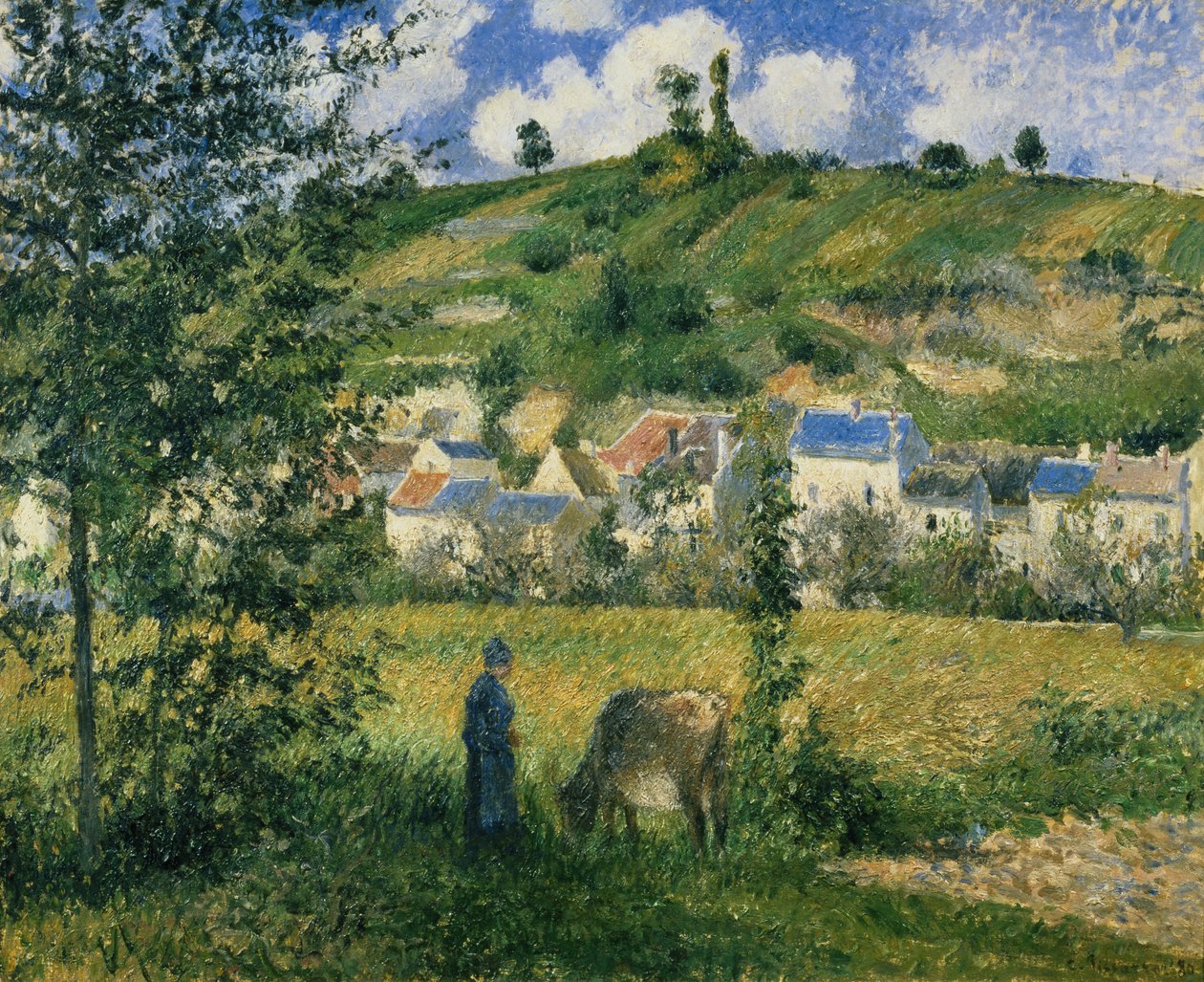Landskap ved Chaponval, 1880 av Camille Jacob Pissarro