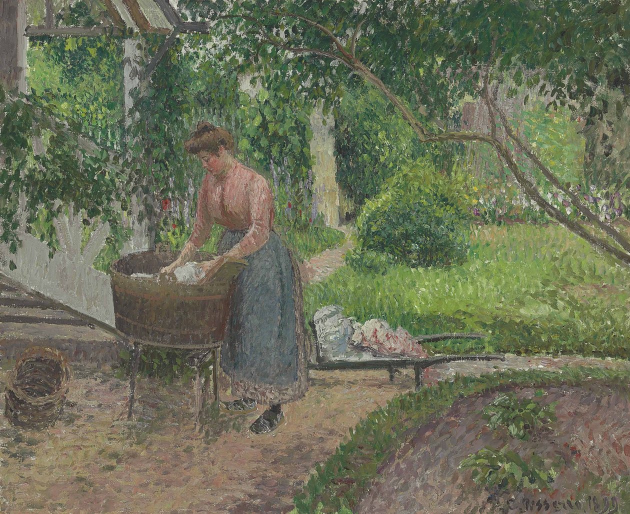 Vaskemaskin i Eragnys hage av Camille Jacob Pissarro