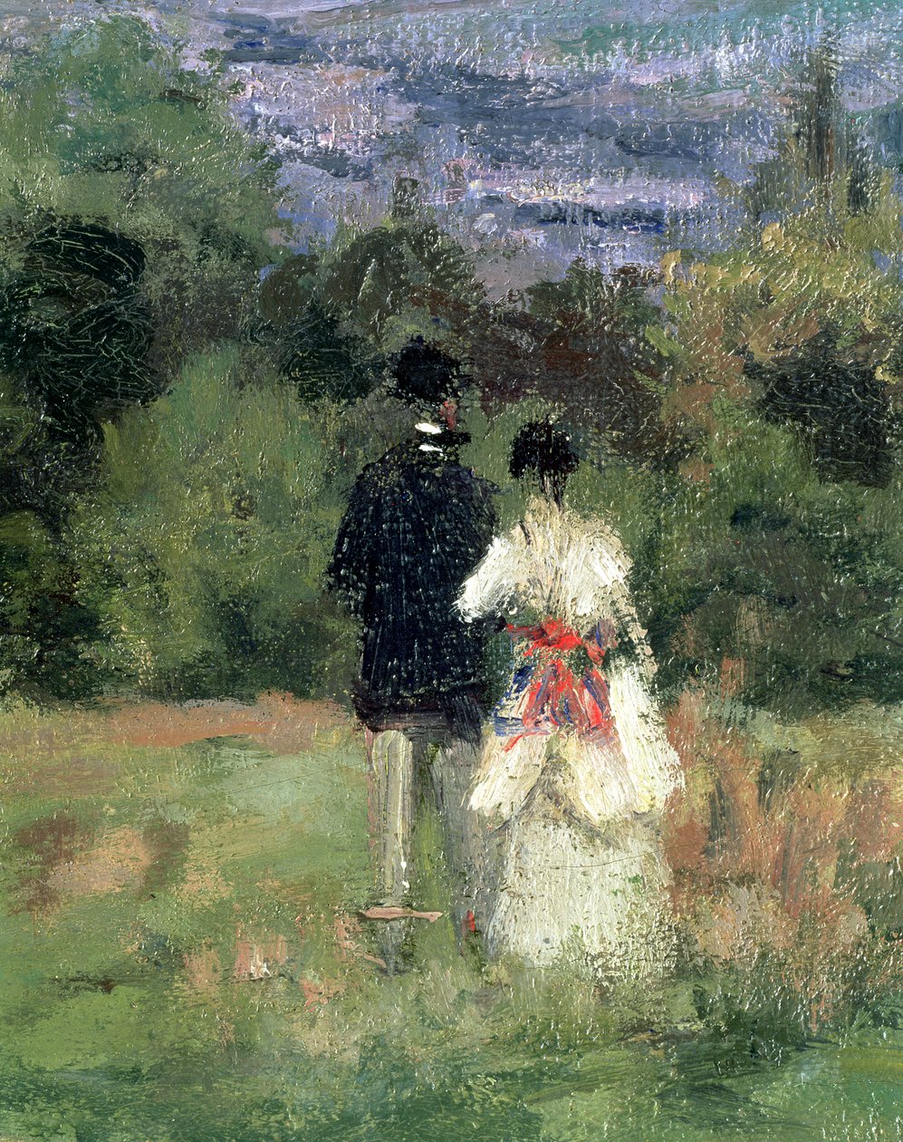 Louveciennes, detalj av elskere av Camille Jacob Pissarro