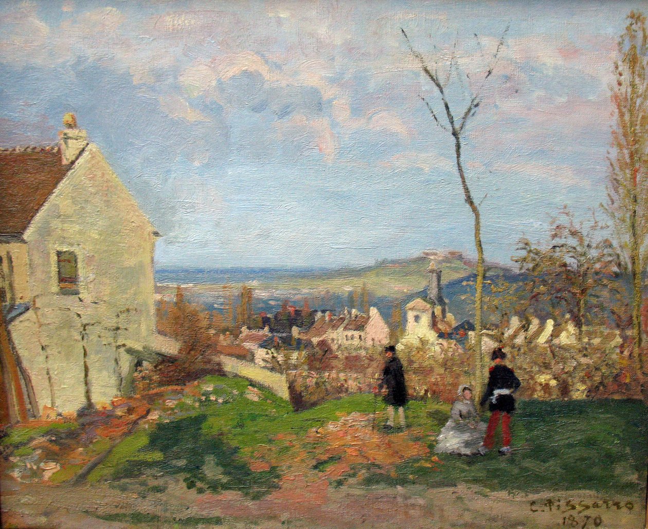 Louveciennes med Mont Valérien i bakgrunnen av Camille Jacob Pissarro