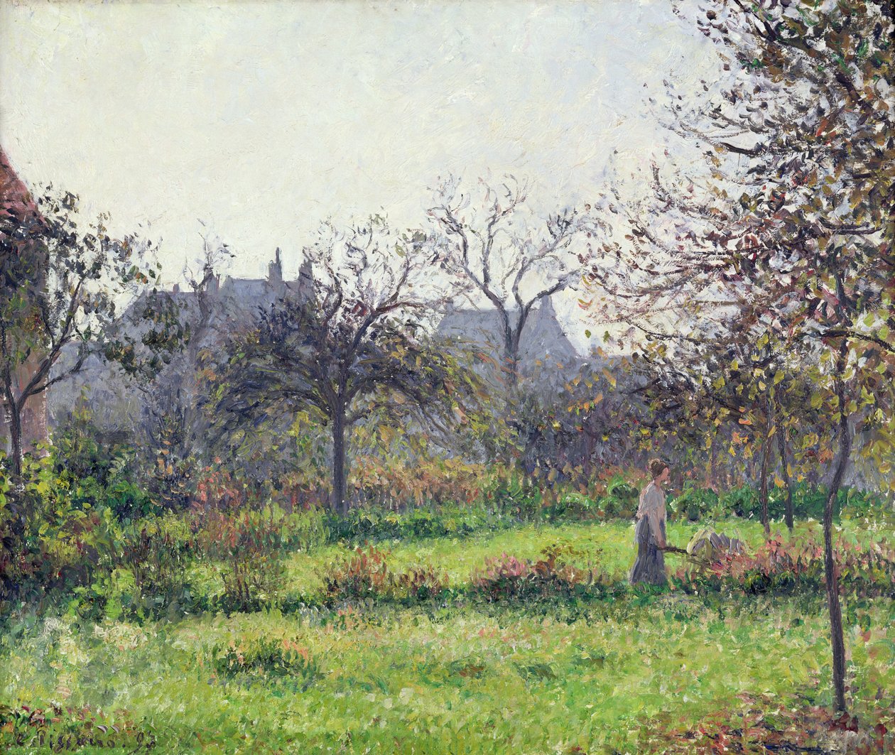Morgensol, høst, Eragny, 1897 av Camille Jacob Pissarro