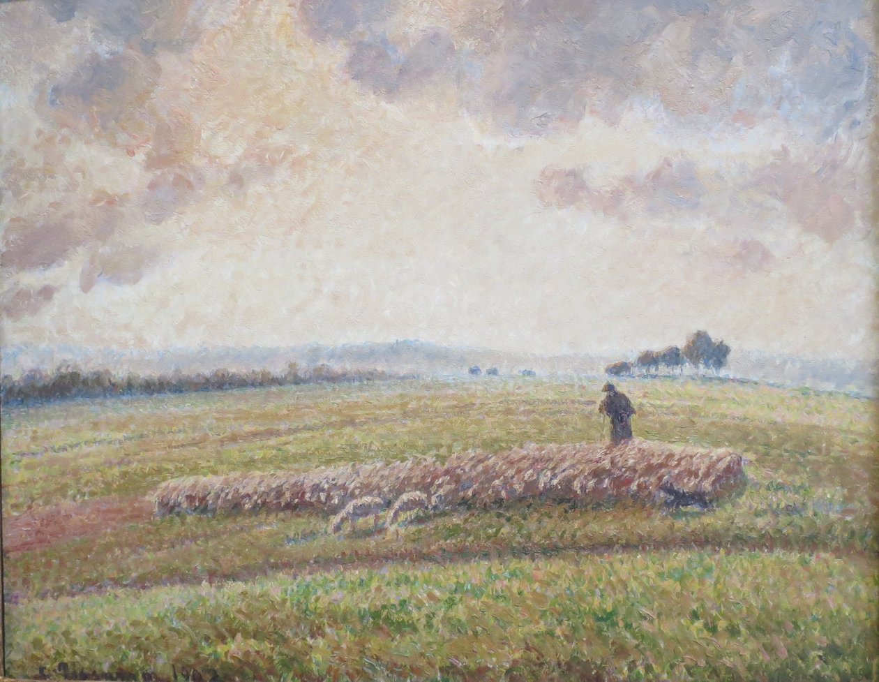 Landskap med saueflokk av Camille Jacob Pissarro