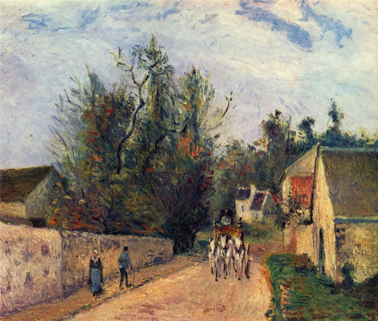 Stagecoach til Ennery av Camille Jacob Pissarro