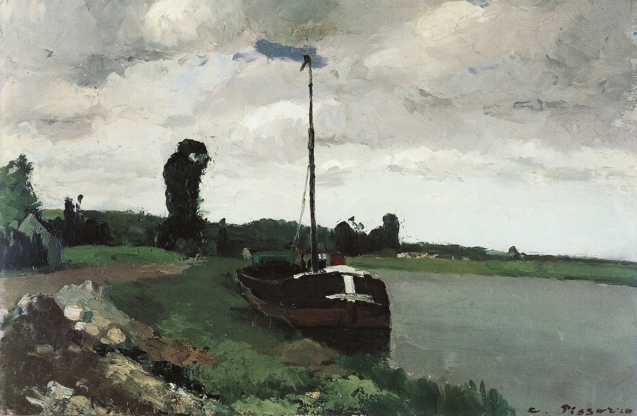 Riverside på Pontoise av Camille Jacob Pissarro